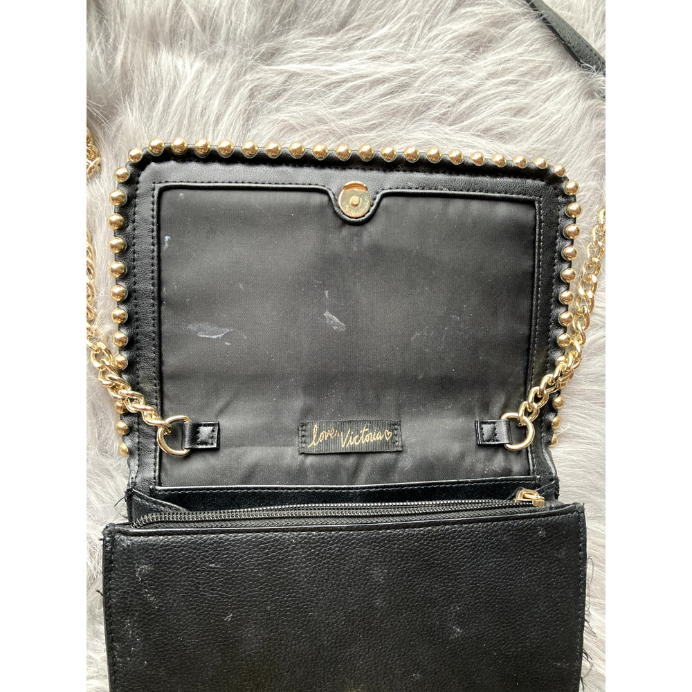 Victoria's Secret Purse Black Chain Strap Stud Crossbody Shoulder Bag Womens - Picture 7 of 12
